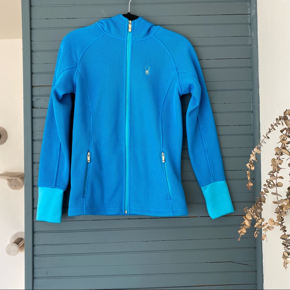 LARGE/PETITE: Blue Fleece Insulated Zip Up Spyder Hoodie